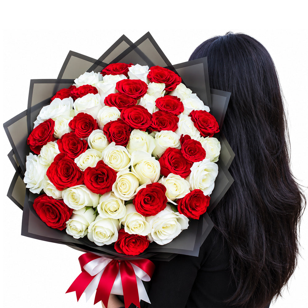 50 Red and White Bouquet