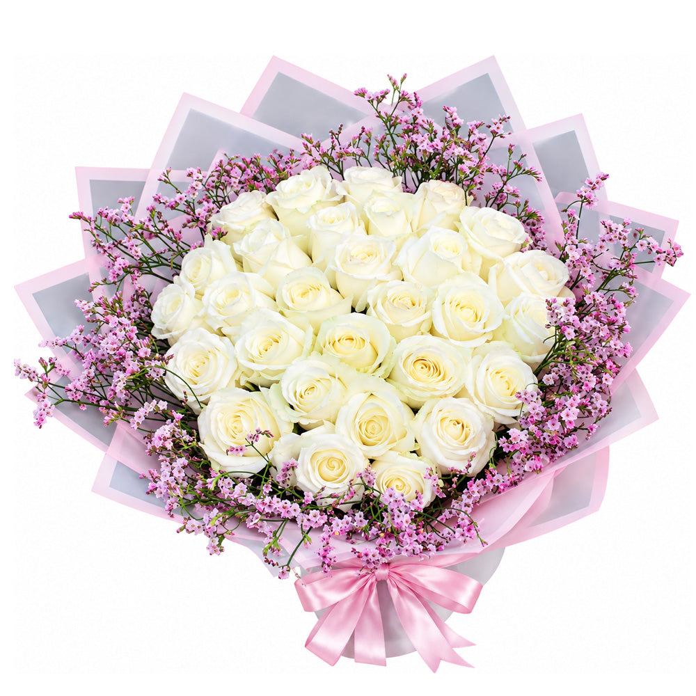 Ivory Rose and Lilac Filler Bouquet