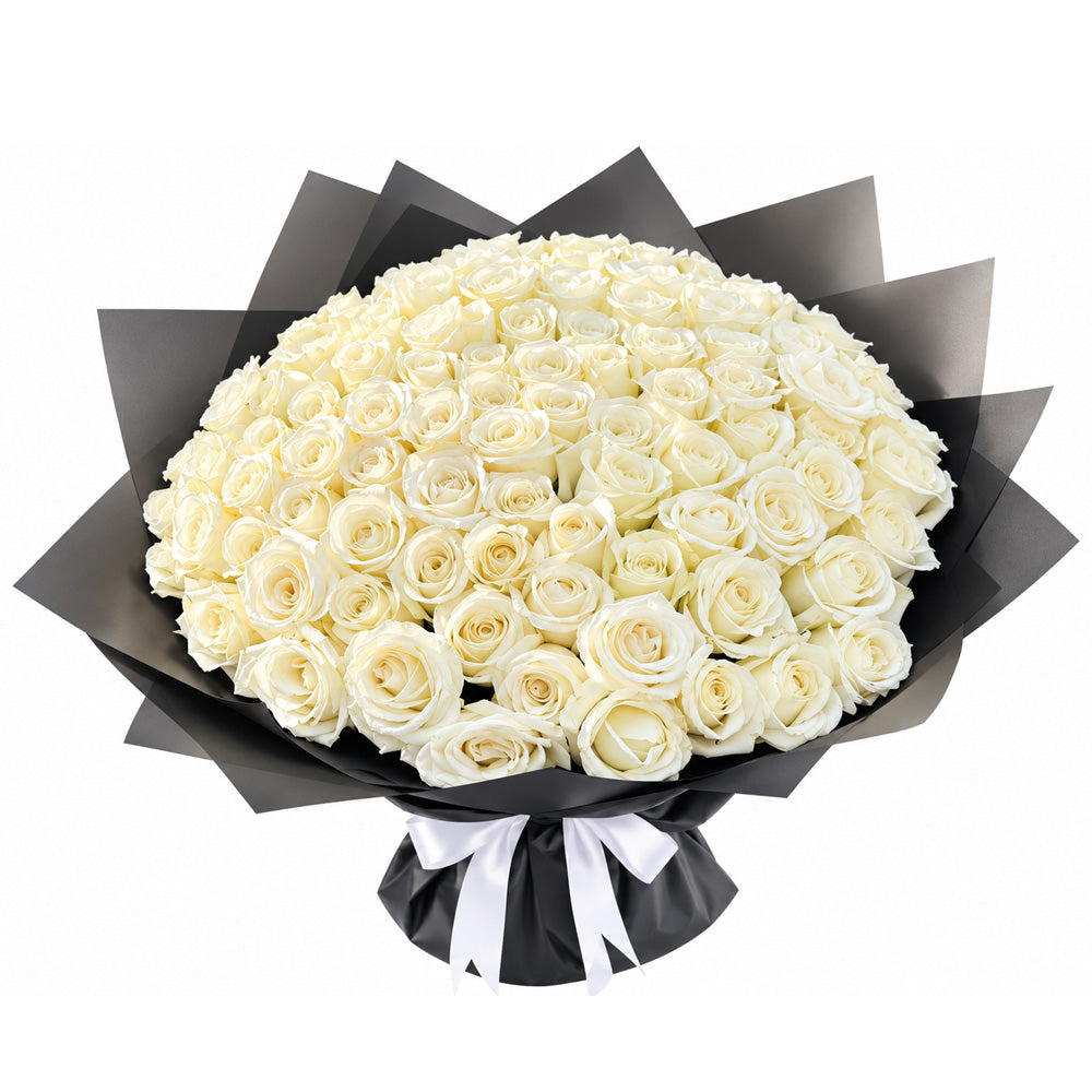 101 White Rose Bouquet